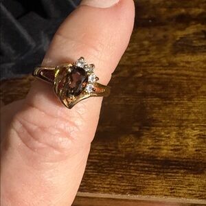 Deep Amethyst with Round Rhinestones Ring size 6.5